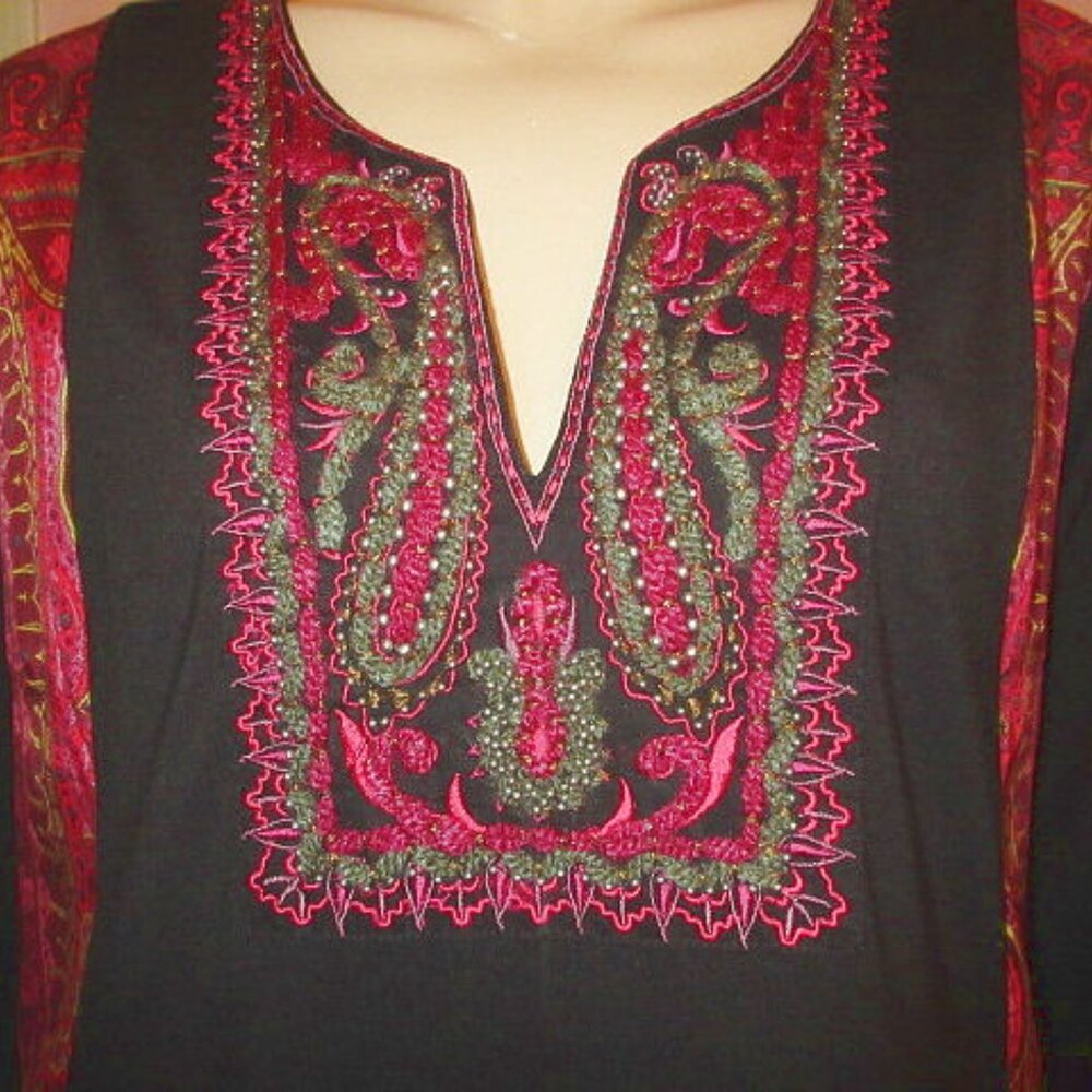 Soft Surroundings Patchwork Tunic Dress Size L Be… - image 2